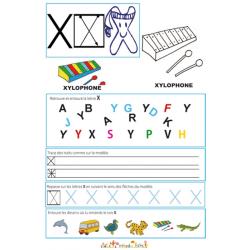 Page de lecture - écriture : la lettre de l'alphabet X 