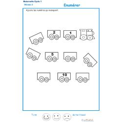 de numération de 1 à 11 sur les wagons