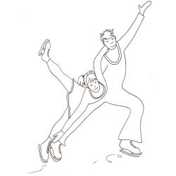 Coloriage patinage sur glace : couple 