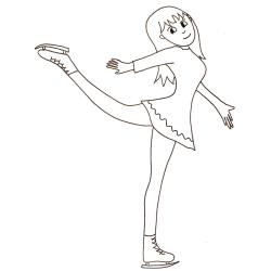 Coloriage patinage sur glace : danse fille