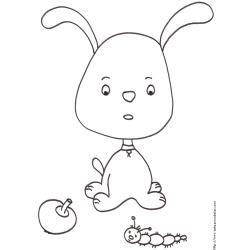 Coloriage chien manga et la chenille