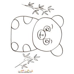Coloriage petit ours assis dans le bambou