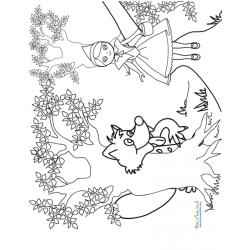 Le loup guette le petit chaperon rouge