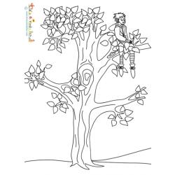 Coloriage du petit tailleur caché dans l'arbre