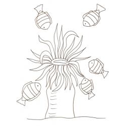 Imprimer et colorier le dessin des poissons et de la grosse anemone Joli poisson à colorier