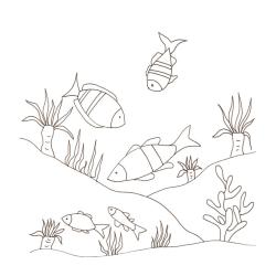 Imprimer et colorier le dessin de petits poissons au fond de la mer Joli poisson à colorier