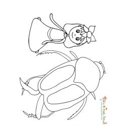 Coloriage de Poucette et du hanneton