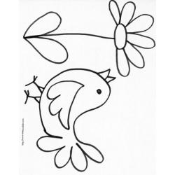 coloriage de la ferme : le poussin à la fleur 