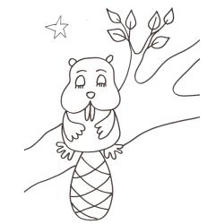 coloriage du raton dormant dans l'arbre