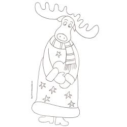 coloriage du renne en manteau