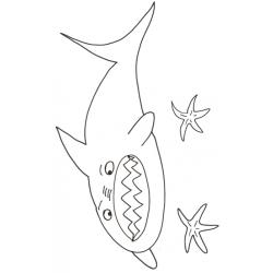 coloriage d'un requin qui montre les dents 
