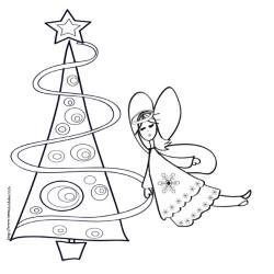 Coloriage du sapin de Noël et de l'ange
