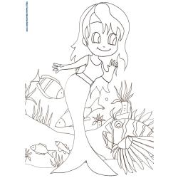 Jeune sirène parlant aux poissons 19