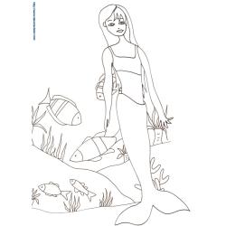 Dessin de sirène n°2 à colorier