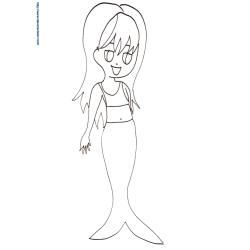 Sirène aux grands yeux coloriage 21