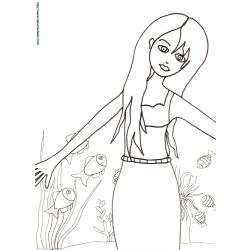 Sirène, grand coloriage