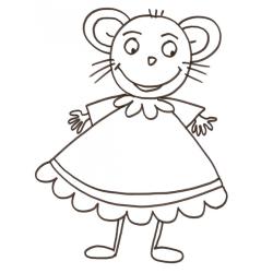 coloriage d'une souricette en robe