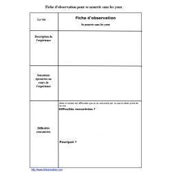 Fiche d'observation pour se nourrir sans les yeux