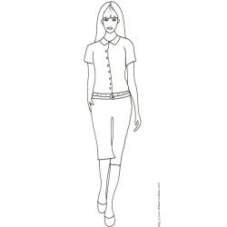 Coloriage du Top Model avec chemisier et pantalon taille basse