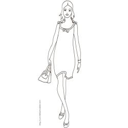 Coloriage du Top Model robe princesse à noeuds