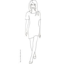 Coloriage du Top Model avec une petite robe