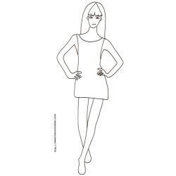 Coloriage du Top Model à la robe droite et courte