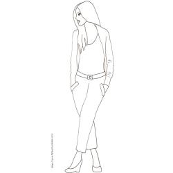 Coloriage du Top model aux mains dans les poches du pantalon