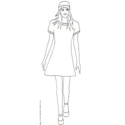 Coloriage du Top Model avec robe et bonnet