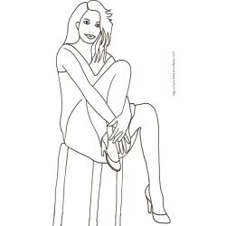 Coloriage du Top Model assise sur un tabouret