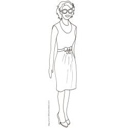 Coloriage du Top Model aux cheveux courts et lunettes de soleil
