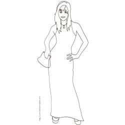 Coloriage du Top Model à la robe longue et sac à main 