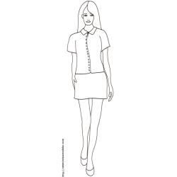 Coloriage du Top Model au chemisier sage