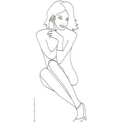 Coloriage du Top Model aux jambes repliées