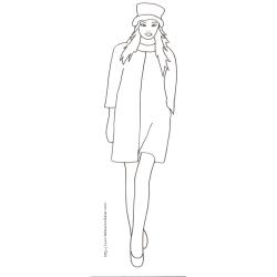 Coloriage du Top Model - robe et chapeau