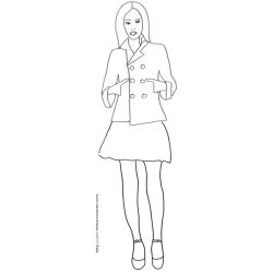 Coloriage du Top Model - caban et jupe