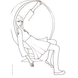 Coloriage du Top Model assise dans un fauteille bulle