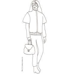 Coloriage du Top Model doudounne et lunettes de soleil