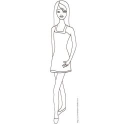 Coloriage du Top Model avec une robe encolure carrée 
