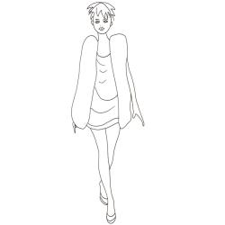 Coloriage du Top Model avec une grosse doudoune