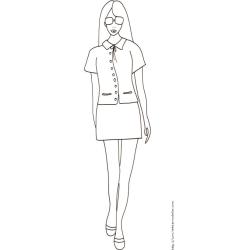 Coloriage du Top Model avec chemisier et lunettes de soleil