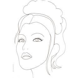 Coloriage d'un visage de fille au chignon destructuré