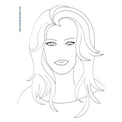 Coloriage visage femme aux cheveux longs