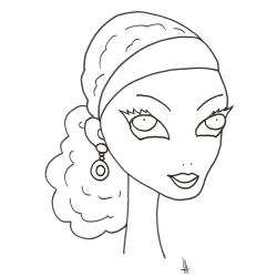 Coloriage du visage de la fille à la boucle d'oreille 