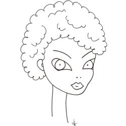 Visage de femme aux cheveux crépus ou frisés