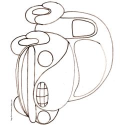 Coloriage d'une petite voiture de ville ronde et haute