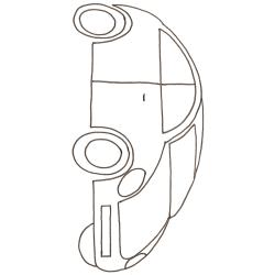 Dessin d'une petite voiture de forme ronde