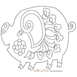 Imprimer le coloriage du cochon du zodiaque chinois