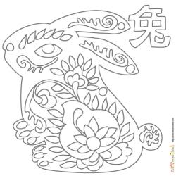 Coloriage signe du zodiaque: le lapin n°3