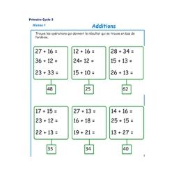 Additions pour les enfants du cycle 3 du primaire niveau 1