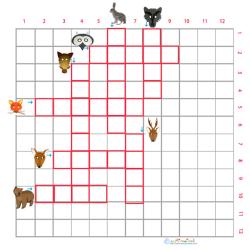 Imprimer la grille de mots croisés animaux de la forêt 1 pour le primaire cycle 2